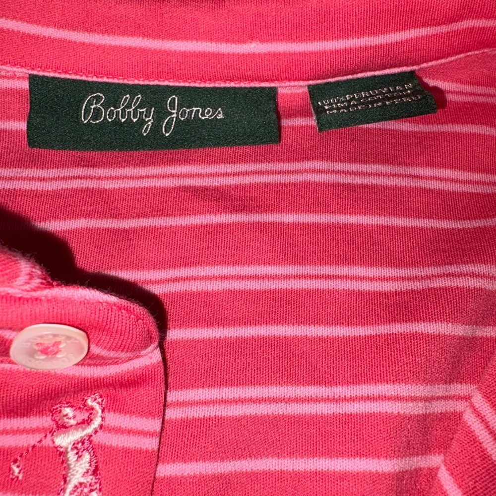 Bobby Jones Men’s pink and white golf Polo Shirt – Size Medium - Picture 4 of 11